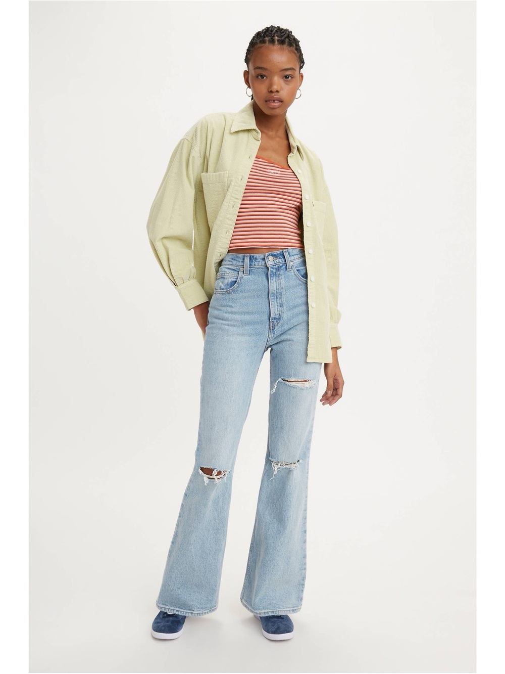 Levi’s Light Blue High-Rise Distressed Flare Jeans - Women